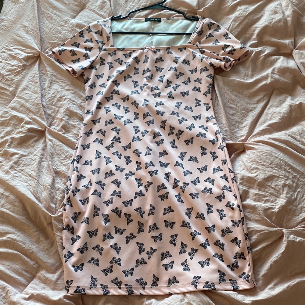 Shein pink bodycon butterfly dress